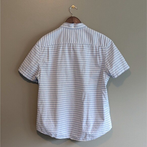 Original Penguin Size XL Shirt Mens Short Sleeve Top Slim Fit Blue Stripe SS - Picture 3 of 3